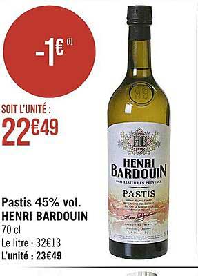 pastis 45% vol. henri bardouin