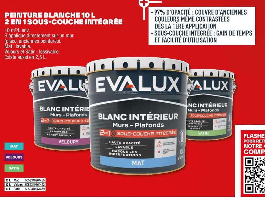 peinture blanche 10 l 2 en 1 sous-couche intégrée
