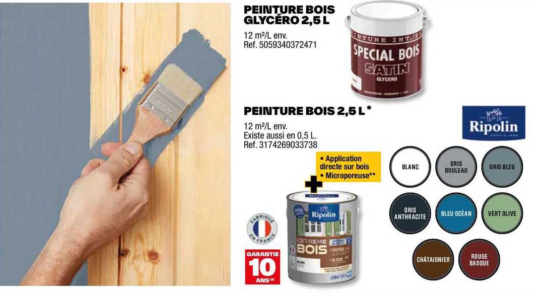 peinture bois glycéro 2,5 l peinture bois 2,5 l ripolin