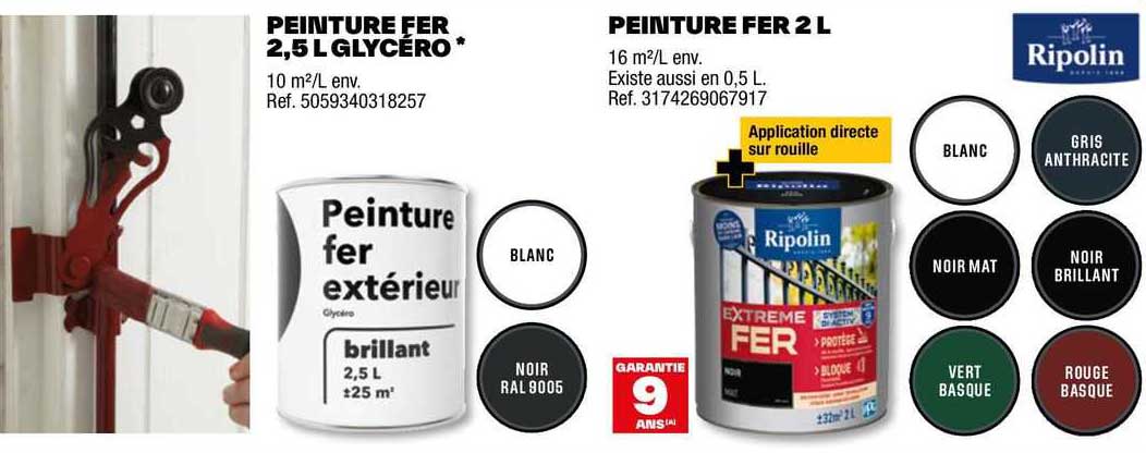 peinture fer 2,5 l glycéro peinture fer 2 l ripolin
