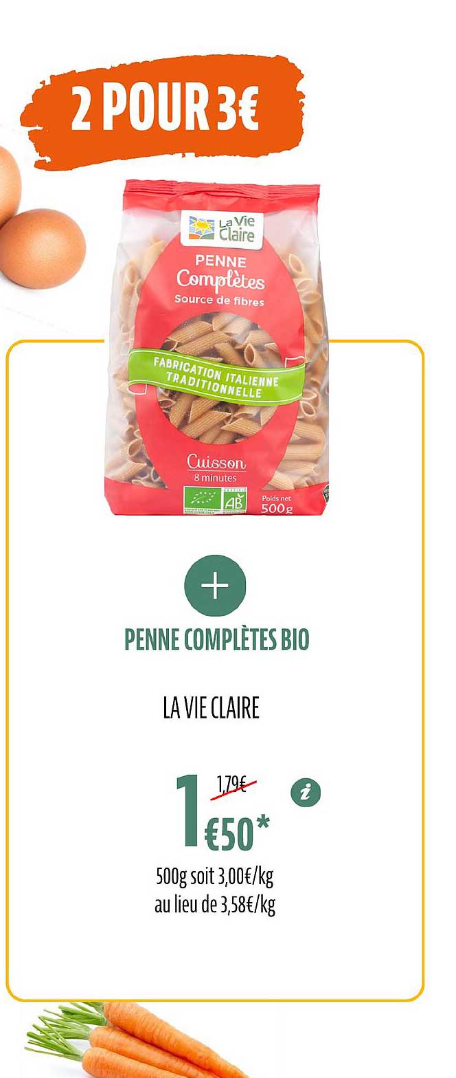 penne complètes bio la vie claire