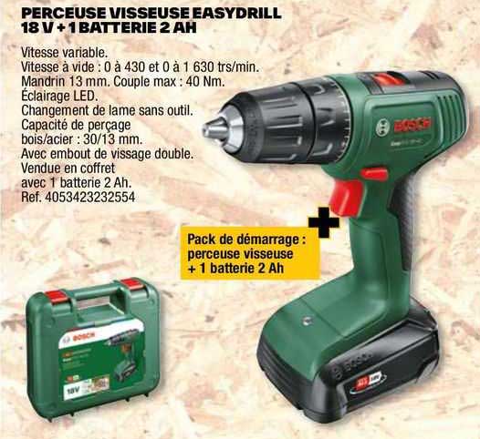 perceuse visseuse easydrill 18 v + 1 batterie 2 ah bosch