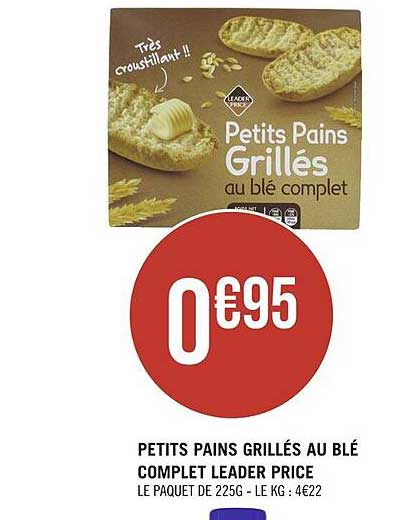 petits pains grillés au blé complet leader price