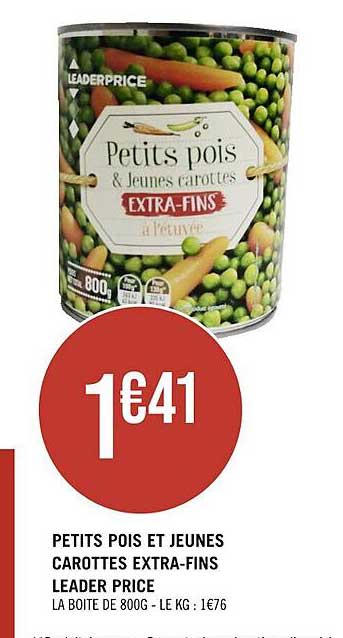 petits pois et jeunes carottes extra-fins leader price