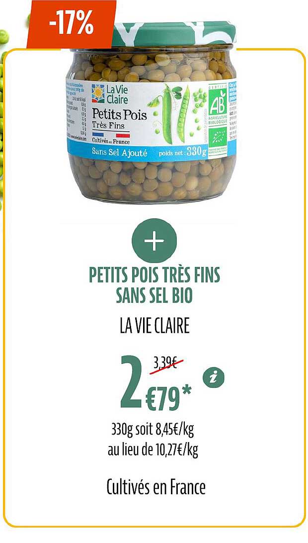 petits pois très fins sans sel bio la vie claire