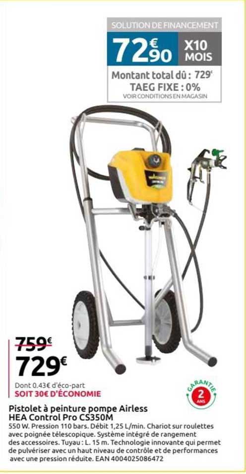 pistolet à peinture pompe airless hea control pro cs350m
