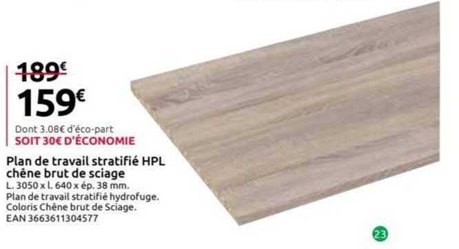 plan de travail stratifié hpl chêne brut de sciage