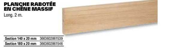 planche rabotée en chêne massic