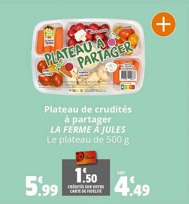 plateau de crudités à partager la ferme à jules