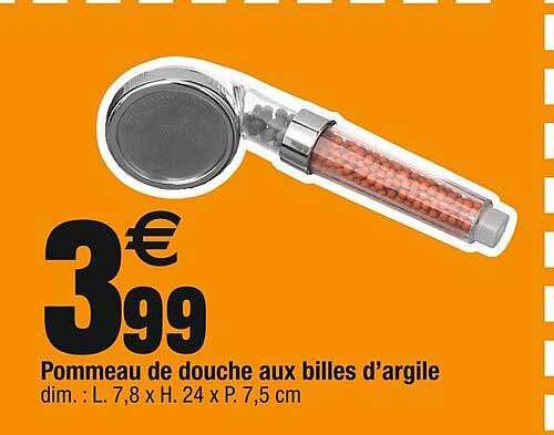 pommeau de douche aux billes d'argile