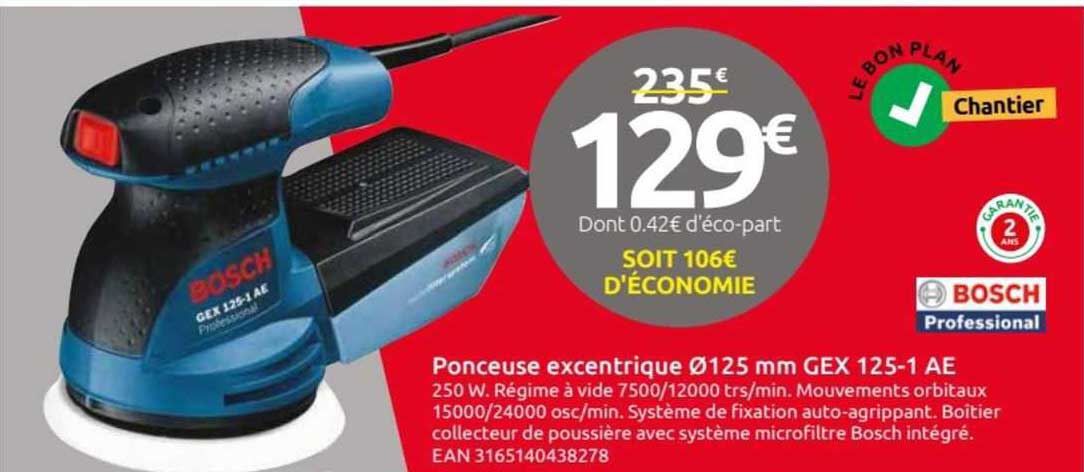ponceuse excentrique ø 125 mm gex 125-1 ae bosch