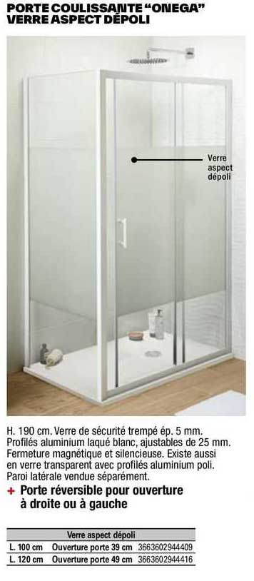 porte coulissante "onega" verre aspect dépoli