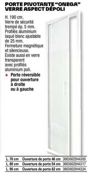 porte pivotante "onega" verre aspect dépoli