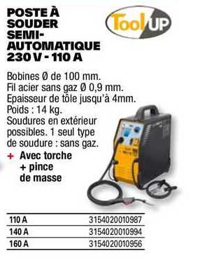 poste à souder semi-automatique 230 v - 110 a toolUP