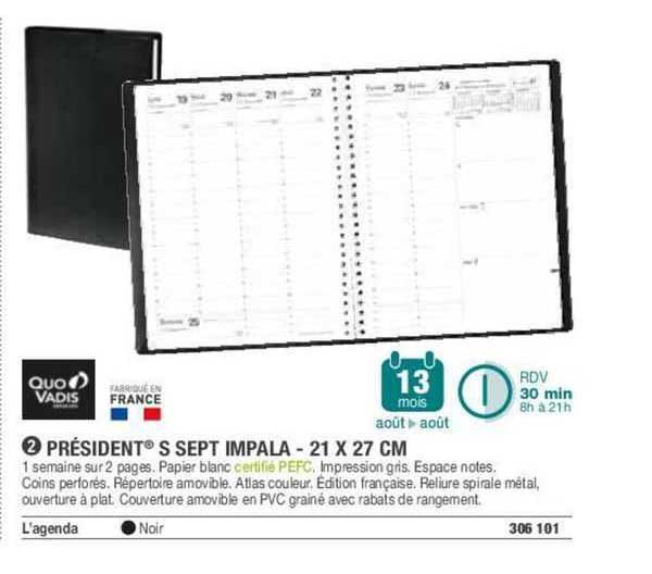 président s sept impala - 21 x 27 cm quo vadis