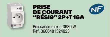 prise de courant "rési9" 2p+t 16a