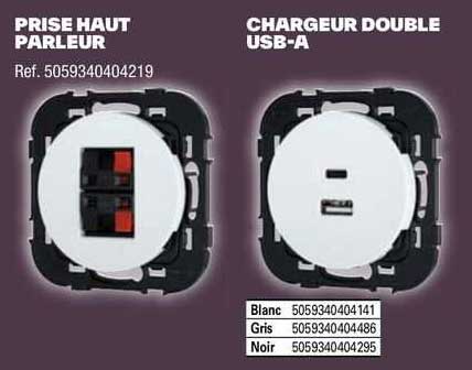 prise haut parleur, chargeur double usb-a
