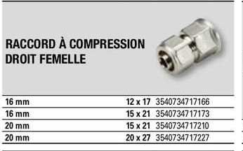 raccrod à compression droit femelle