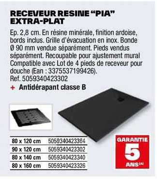 receveur résine "pia" extra-plat