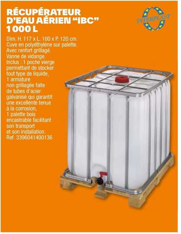récupérateur d'eau aérien "ibc" 1000 l