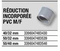 réduction incorporée pvc m f