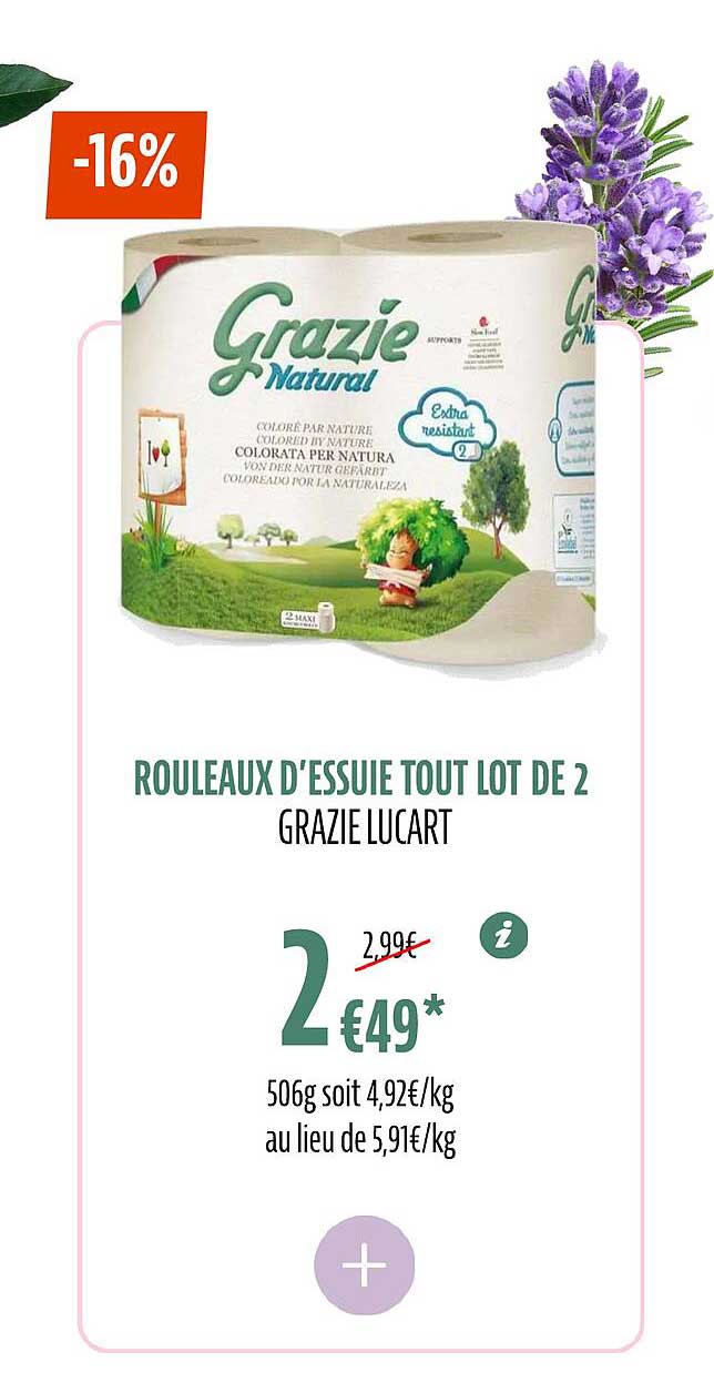 rouleaux d'essuie tout lot de 2 graze lucart