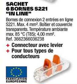 sachet 6 bornes s221 "in line"