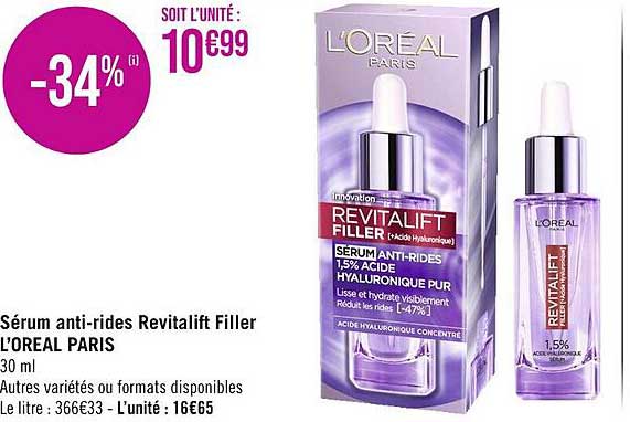 sérum anti-rides revitalift filler l'oréal paris