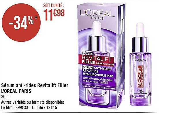 sérum anti-rides revitalift filler l'oréal paris