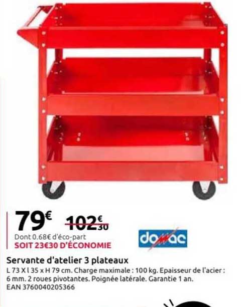 servante d'atelier 3 plateaux