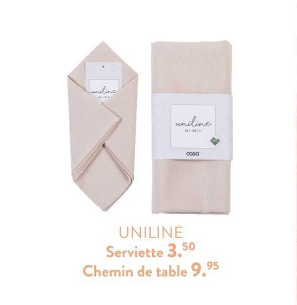 Serviette Uniline, Chemin De Table Uniline