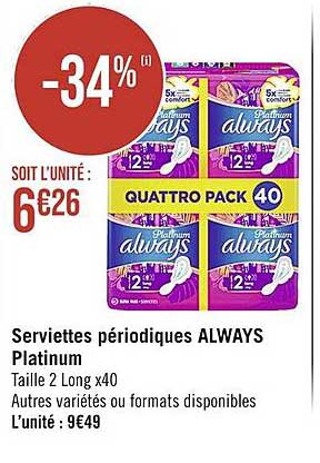 serviettes périodiques always platinum