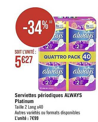 serviettes périodiques always platinum