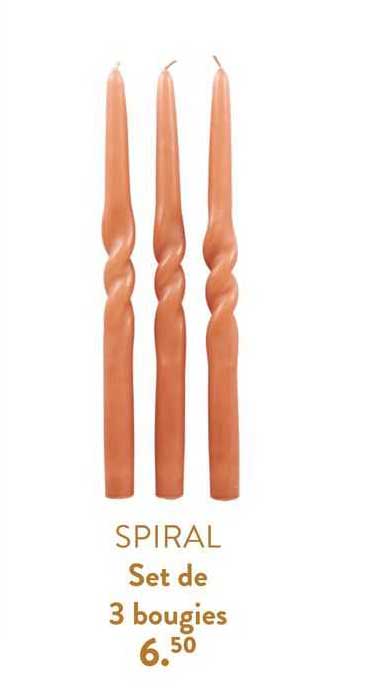 set de 3 bougies spiral