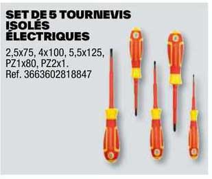 set de 5 tournevis isolés électriques