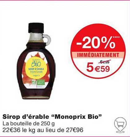 sirop d'érable "monoprix bio"