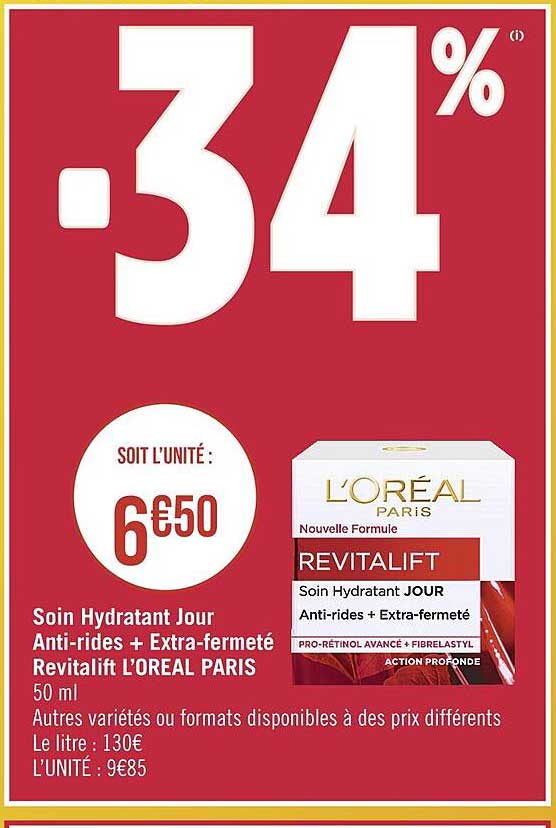 soin hydratant jour anti-rides + extra-fermeté revitalift l'oréal paris