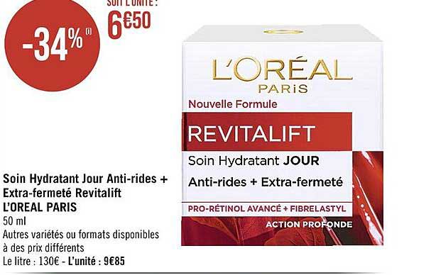 soin hydratant jour anti-rides + extra-fermeté revitalift l'oréal paris
