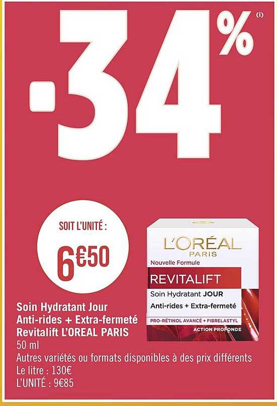 soin hydratant jour anti-rides + extra-fermeté revitalift l'oréal paris