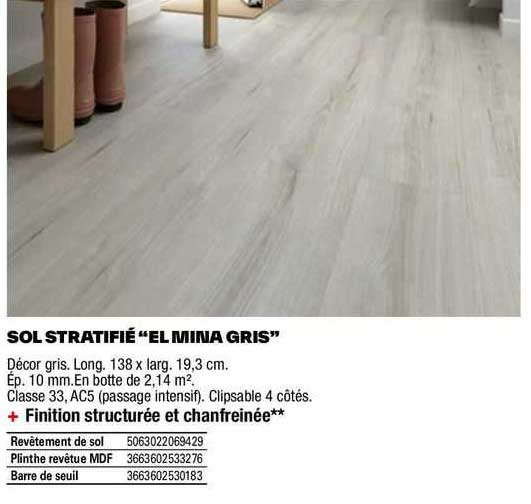 sol stratifié "el mina gris"