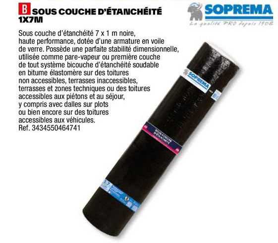 sous couche d'étanchéité 1 x 7 m soprema