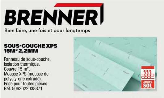 sous-couche xps 15m², 2,2mm brenner