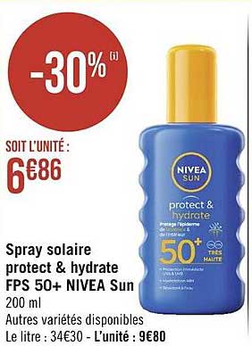 spray solaire protect & hydrate fps 50+ nivea sun