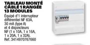 tableau monté câble 1 rangée 13 modules