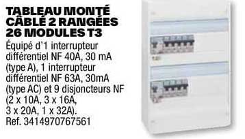 tableau monté câblé 2 rangées 26 modules t3