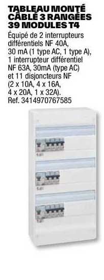 tableau monté câblé 3 rangées 39 modules t4