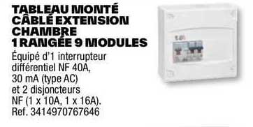 tableau monté câblé extension chambre 1 rangée 9 modules