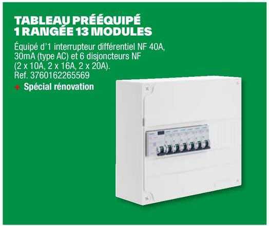 tableau prééquipé 1 rangée 13 modules