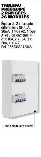 tableau prééquipé 2 rangées 26 modules