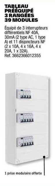 tableau prééquipé 3 rangées 39 modules